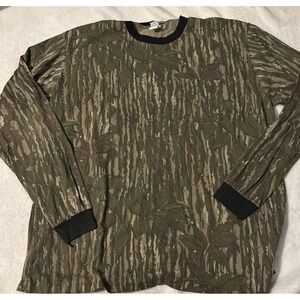 Vintage Realtree Shirt Mens 3XL Boxy Long Sleeve 90s Bark Camo Pocket T